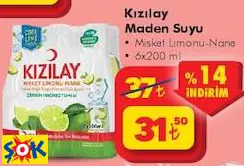 KIZILAY MADEN SUYU MİSKET LİMONU-NANE 6X200 ML